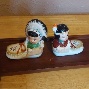 Vintage Indian in Moccasins Salt & Pepper Shakers